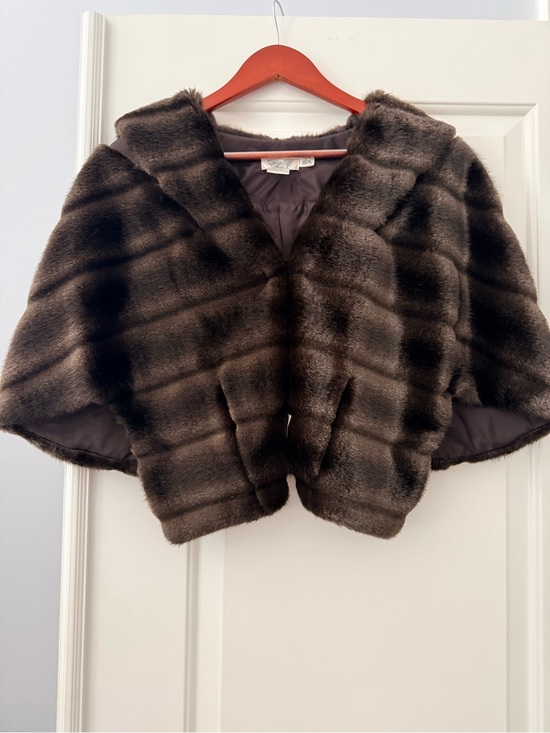 Eliza J Jackets & Blazers - Eliza J Brown Faux Fur Cape
